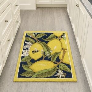 Lemons and Bee Hand-tufted Heavy Wool Oversize Door Decorative Rug #1201256